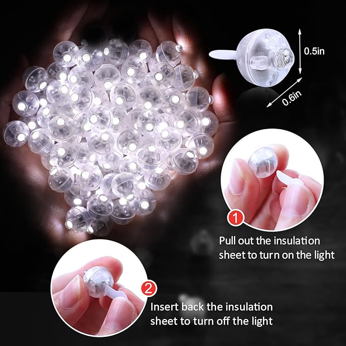 AIKEI 200pcs LED Balloon Lights,White Mini Balls Lights,Long Standby Time Easter Decor,Waterproof for Paper Lantern Easter Eggs Halloween Christmas Wedding Birthday Party Decoration