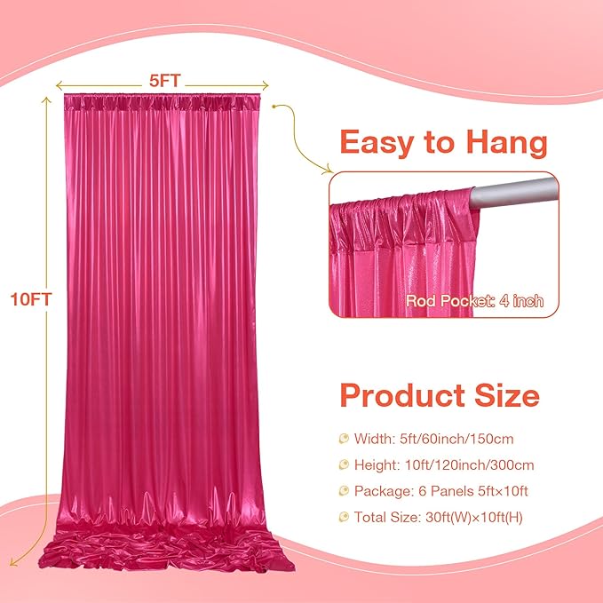 30x10 ft Wrinkle Free Hot Pink Sequin Backdrop Curtain for Parties-Thick Not Fall-Off Glitter Fuchsia Backdrop Drapes-8 Panels 5x10ft Shimmer Photo Back Drop Cloth for Wedding Birthday Photography