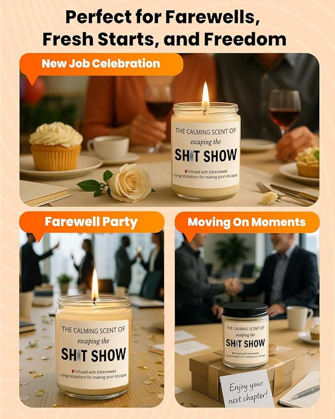 Sarcastic Candle, Going Away, Goodbye, Farewell Gifts for Coworkers, Funny Retirement Gift for Woman Men, Coworker Leaving Job, New Job, Moving Away Presents for Friends, Boss, Work Bestie, Colleague
