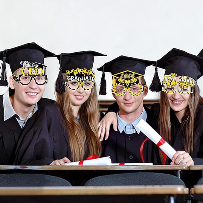 12PCS Graduation Glasses, Graduation Party Paper Eyeglasses Photo Booth Props for Class of 2026 Grad Party Supplies Decorationss