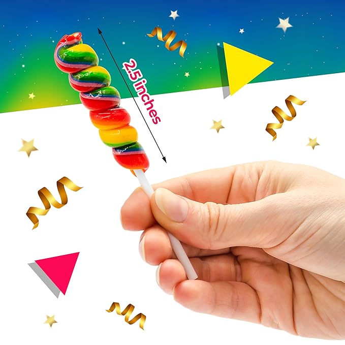 Rainbow Swirl Lollipops | 30 Count Jar | Easter Candy | Rainbow Lollipops Individually Wrapped | Twisty Suckers Party Favors | Tutti-Frutti Party Candy
