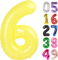 Yellow Number 6 Balloon 40 Inch, 6th Birthday Party Decorations for Children, Giant 6 Foil Balloon for Party Supplies