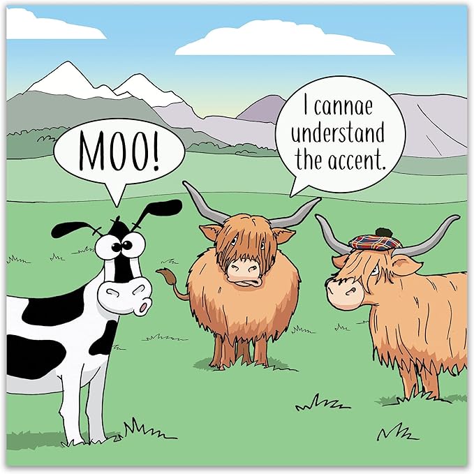 Twizler Funny Card with Highland Cows - Funny Birthday Card for Men or Women Blank Inside - Scottish Happy Birthday for Her Him Dad Husband Mom Wife