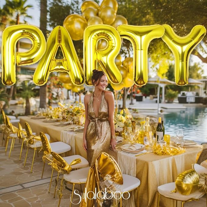 40Inch Gold Letter M Balloon Foil Helium Letter Balloons A-Z Giant Large Mylar Big Party Balloon for Birthday Party Decorations