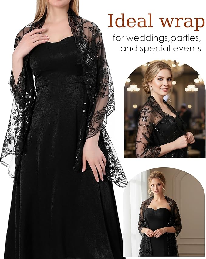 Gossifan Shawls and Wraps for Evening Dresses Sheer Women Elegant Glitter Shawls Soft Sparkly Wedding Bridal Scarf