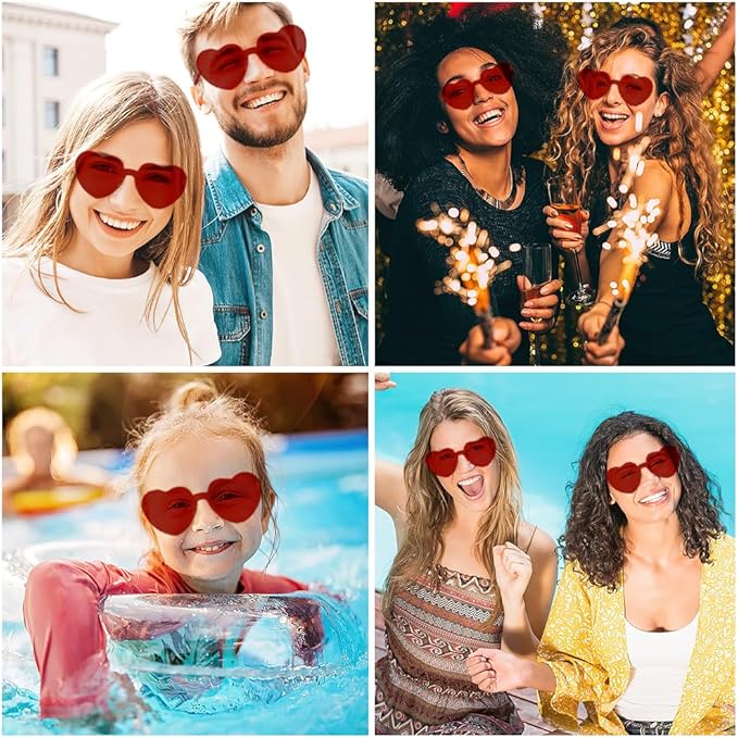 Heart Sunglasses 2 Pairs Heart Shaped Sunglasses Womens Heart Glasses Rave Sunglasses for Women Party Favors