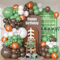 Football Balloon Arch Kit, Green Brown White Balloons Garland with Football Print Balloons for Kids Boy Men Sport Touch Down Rugby Theme Baby Shower Birthday Party Decorations Supplies