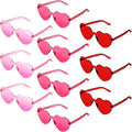 TOODOO 10 Pairs Heart Shaped Sunglasses Rainbow Sunglasses Candy Color Rimless Glasses for Women Girl Party Favor