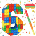 Number 6 Pinata Building Blocks 6th Birthday Party Decorations with Stick Blindfold for Kids Girls Boys Fiesta Carnival Games Happy Birthday Anniversary Celebration Party Supplies