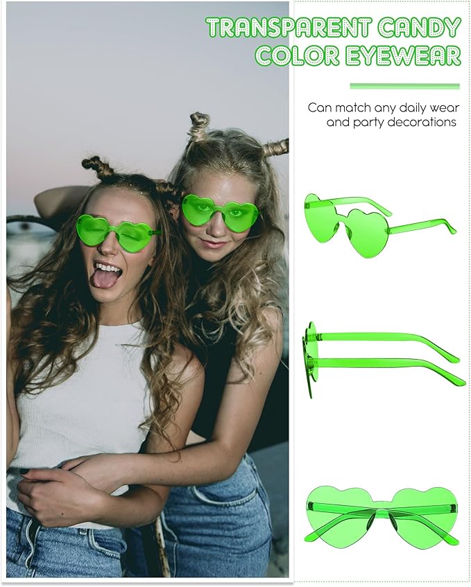 Frienda 20 Pairs Heart Shaped Sunglasses Rimless Candy Color Glasses for Women Men Party Favor