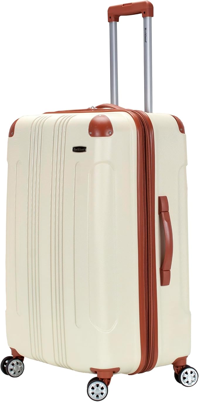 Rockland London Hardside Expandable Spinner Wheel Luggage, Checked Large 28", White
