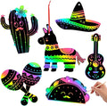 JULMELON 36 PCS Mexican Crafts for Kids, Rainbow Scratch Art for Kids Mexican Fiesta Gifts DIY Magic Color Fiesta Scratch Cards for Mexican Fiesta Party Favors Cinco De Mayo Party Decorations