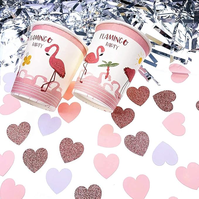 Rose-Gold Pink Valentines-Day Decorations Heart-Confetti - 200pcs Mothers Day Brunch Engagement Bachelorette Table Decor,Wedding Baby Shower Birthday Glitter Paper Party Confetti Lasting Surprise