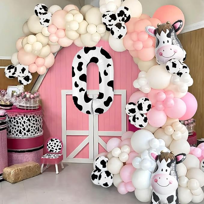 40 Inch Cow Print Balloon, Number 0 Balloons for 10th Birthday Decoration, Large Cow Number Balloons for Western Party & Baby Shower Animal Theme Party Decor