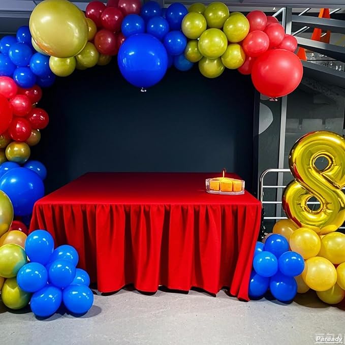 Red Blue Gold Balloon Garland Kit, 120pcs Royal Blue Red Arch Kit With Gold 4D Foil Balloon Long Balloons Different Sizes For Video Theme Birthday Baby Shower Party Graduation Game Bachelorette Decor