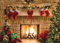 CYLYH 15x10ft Christmas Fireplace Theme Backdrop Christmas Backdrops for Photography Tree Sock Decorations for Xmas Party Supplies Photo Background