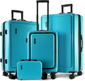 TRAVELARIM Hard Shell Luggage Sets with Spinner Wheels 4 Piece, Expandable Large Suitcases with TSA Lock, Travel Large Suitcase Set, Teal Luggage Set