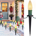 C9 Christmas String Lights Outdoor - 20 LED Pathway Light with Strawberry Shell and Stake Connectable Warm White High Voltage Waterproof for Driveways Xmas Holiday Patio Decoration