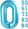 Pearlescent Blue Number Balloon 40 Inch, 0 Number Balloons, 10 20 30 40 50 Numbers Balloon Birthday Decorations, Party Supplies for Women Men