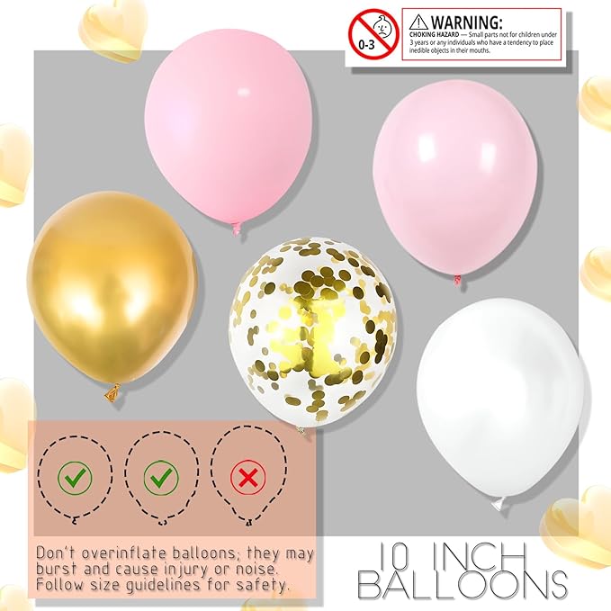 Balloon Column Stand Kit with Metallic Pearl Light Pink&Gold Balloons,Balloon Column Kit for Floor&Table Backdrop Decoration for Confession Proposal,Party Wedding Baby/Bridal Shower Birthday