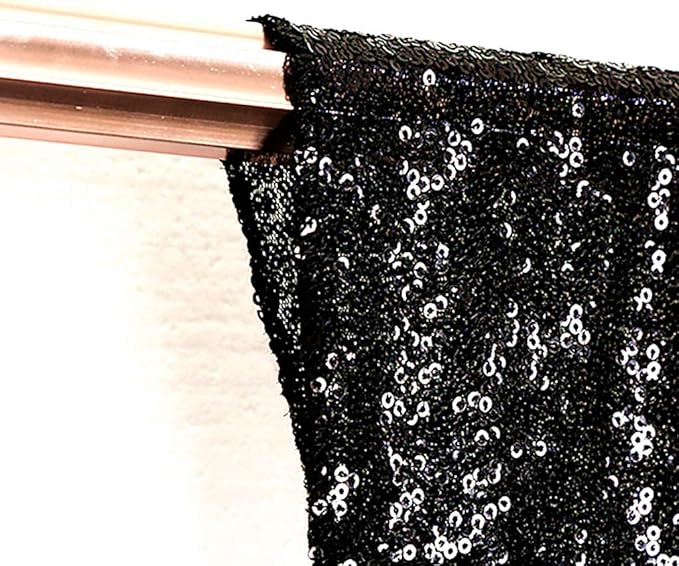 Juya Delight 4ft x 7ft Black Sequin Backdrop Curtain for Party Wedding Photography