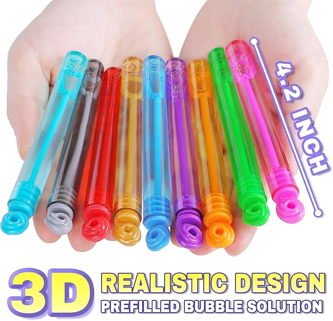 Mini Bubble Wands Bulk 200 Pack 20 Colors, Party Favors Toys for Kids Child, Christmas Celebration,Thanksgiving New Year, Themed Birthday, Wedding, Summer Outdoor, Bath Time, Gifts Box for Girls Boys