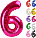 Hot Pink Number 6 Balloon 40 Inch, 6 Balloon Number, 6th Birthday Decorations, Hot Pink Party Supplies for Boys Girls