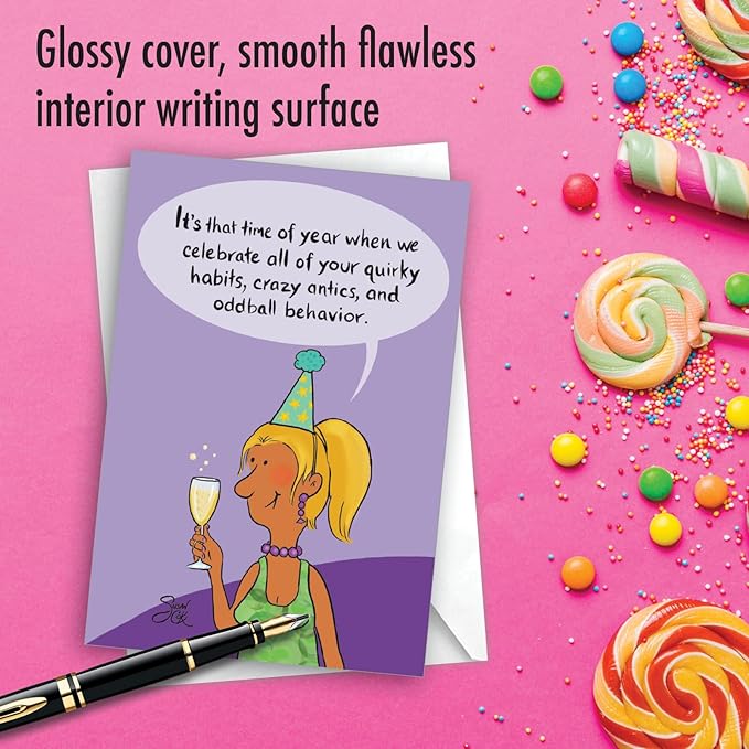 NobleWorks, Funny Birthday Greeting Card with 5 x 7 Inch Envelope (1 Card) Bday Weirder Than Me C10862BDG