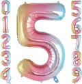 Rainbow Gradient Number 5 Balloon, 40 Inch Big Large Foil Number Balloons, Jumbo Mylar Number 5 Balloons for 5 Year Old Birthday Party Decorations Supplies Anniversary Celebration