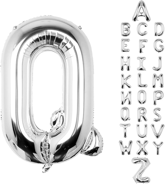 Letter Balloons 40Inch Large Giant big Foil Mylar Silver Balloons Q for Birthday Party Decorations
