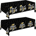 Gatherfun 2026 Graduation Decorations : 2-Pack Congrats Grad Disposable Tablecovers - Class of 2026 Black and Gold Themed Table Cloths, for Graduation Party Supplies & Graduation Backdrop, 54" X 108"