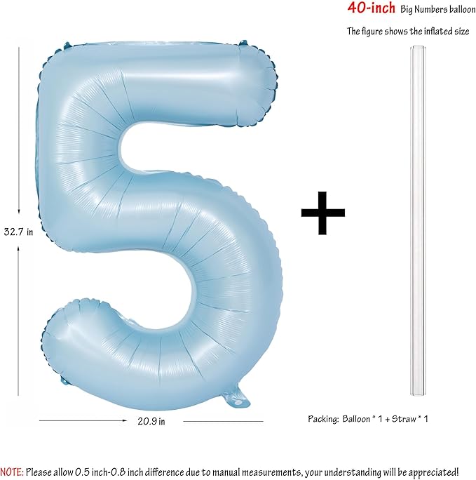 40 In Matte Blue Number Balloons Helium Foil Mylar Balloon Birthday Party banquet Decoration Digital 5