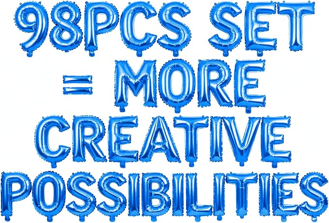 98 Pcs Blue Letter Balloons, Custom 3 Set A-Z Set for Personalizing Names & Phrases Party Supplies Banners - with 1 Set AEOLMPRST 20Pcs for Wedding/Birthdays/Annivs/Grads Party Banner Custom Phrase
