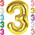 Numbers Balloon 3, 40 Inch Large Gold Balloon for Three Year Old Birthday Decor, 3 13 30 31 Birthday Party Decorations for Wedding Supplies