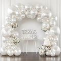 Pearl White Balloons Arch Kit - Double Stuffed White Balloon Arch Kit Different Sizes 18/12/10/5inch White Latex Balloons for Wedding Bridal Shower Anniversary Birthday Party Decoration