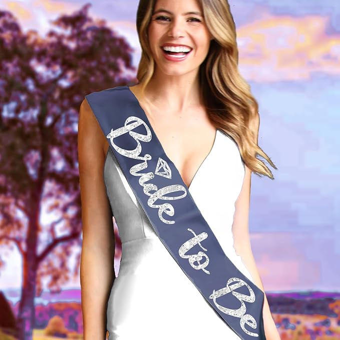 RhinestoneSash Something Blue for Bride - Navy Bridal Party Sash - Denim and Diamonds Bachelorette Party