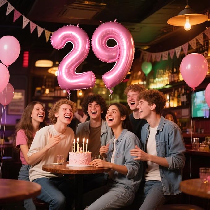 40 Inch Pink Number 29 Digital Balloon,Jumbo Mylar Foil Helium Balloon for 29 Balloons for Birthday Party,Wedding Anniversary Party Decorations