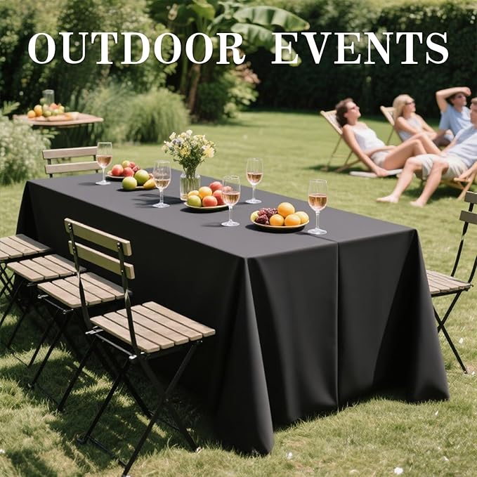 WIGENIUS 2 Pack Black Table Cloth Rectangle Tablecloths 70X120 Inch,Polyester Table Cloth for 8 Foot Rectangle Tables,Wrinkle Resistant Washable Fabric Table Covers for Party,Wedding Banquet