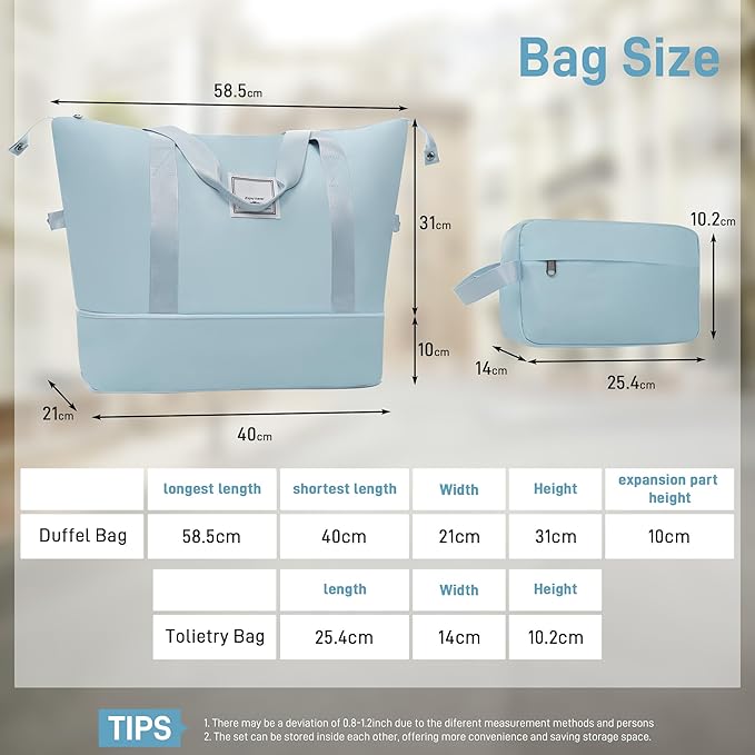 6 Pcs ABS Hardshell Luggage Sets Spinner Wheel Suitcase Lock Suitcases Light Blue