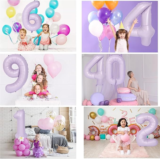 40 Inch Purple Number Balloons Light Purple 5 Balloon Matte Purple Birthday Balloons 0-9 Birthday Wedding Party digital Decorations (Number 5)