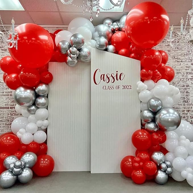 Red and White Balloon Arch Kit, Red and White Balloon Garland Kit, Red White Latex Balloons Different Sizes 18/12/10/5 inch for Bridal Shower Engagement Anniversary Bachelorette Party Decorations