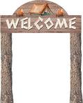 Peryiter 3 Pcs Camping Themed Party Decorations Banner Welcome Porch Sign with 1 Double Sided Tape for Summer Camp Birthday Hawaii Baby Shower Themed Party Activity Decor Door(Natural Style)