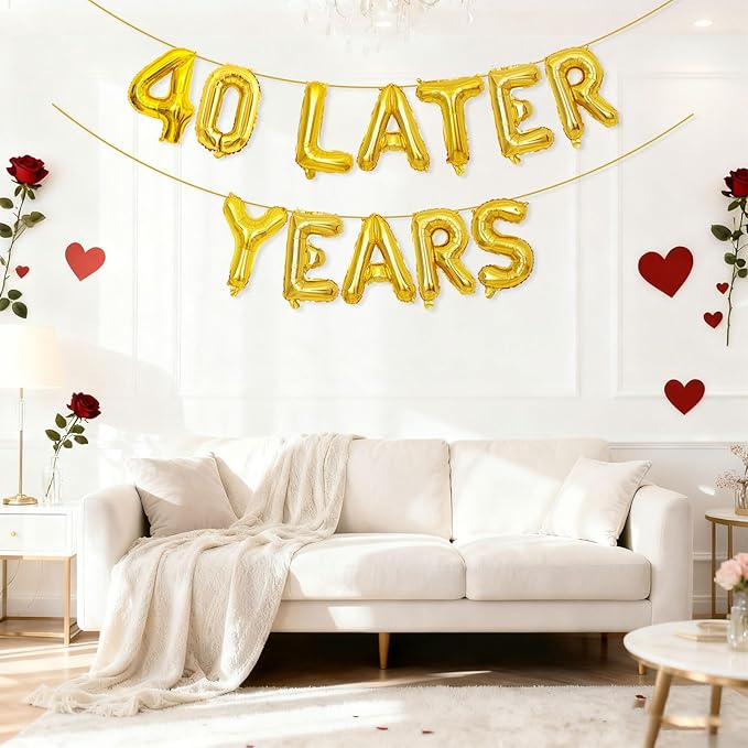 Gold 40 Years Later Letter Balloons 16in Balloon Foil Letter Decorations Party Decor Gold Letter Balloons 40 Years Later Party Supplies