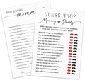 30 Pcs Baby Shower Game Cards - Mommy Or Daddy & Who Knows Mommy Best - Minimalism Double-Sided Game Baby Gender Reveal,Announcement Party Favor - A02