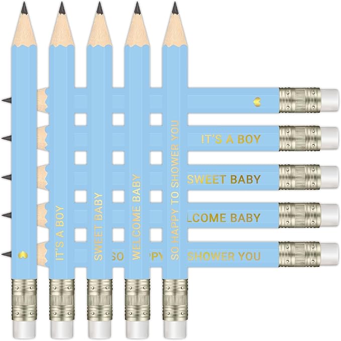 50Pcs - Baby Shower Sharpened Half Pencils with Erasers, Pre-sharpened Pencils for Baby Shower Games, 4 Inches