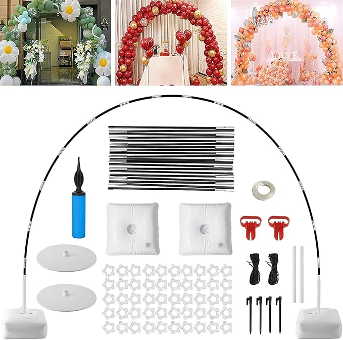 Balloon Arch Kit, 10Ft Width & 9Ft Height Adjustable Balloon Arch Stand with Base, Balloon Arch Frame for Birthday Party Decorations Wedding Baby Shower Photo Backdrop