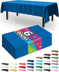 Pureegg Plastic Table Cloth Disposable 6 Pack, 54 x 108 Inch Table Cloths, Patriotic Decorations, Thanksgiving, Veterans Day Tablecloths, Rectangle, Plastic Cover, Waterproof, Blue