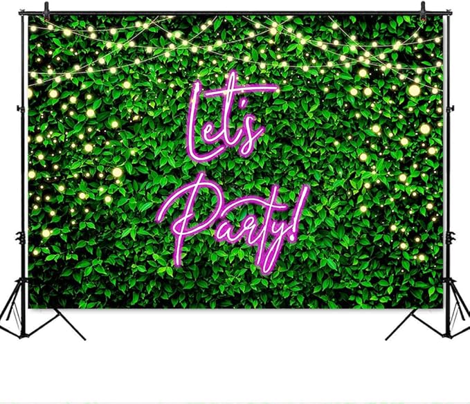 Mocsicka Let's Party Backdrop Greeny Glitter Lights Happy Birthday Background Let's Party Kids Chirldren Birthday Party Supplies Photo Booth Props (7x5ft)