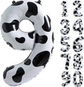 Cow Print Balloon Birthday Decorations Supplies,40 inch Number 9 Balloon | Cowgirl Theme Number Balloons for 9st Birthday Party | Farm Barn Decor for kids