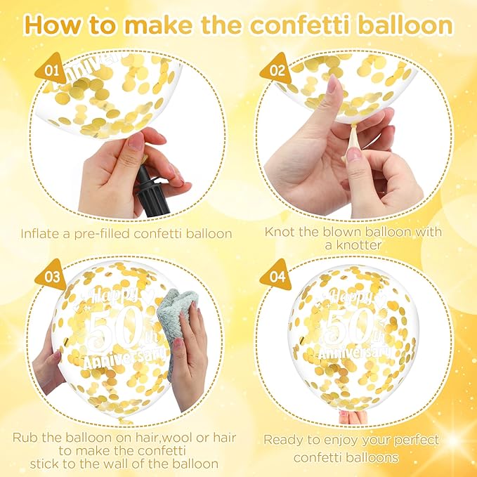 50th Anniversary Balloons 18Pcs White Gold 50th Anniversary Party Decorations for Women Men White Gold 12Inch Happy 50th Anniversary Latex Confetti Balloons for Indoor Outdoor Party Supplies